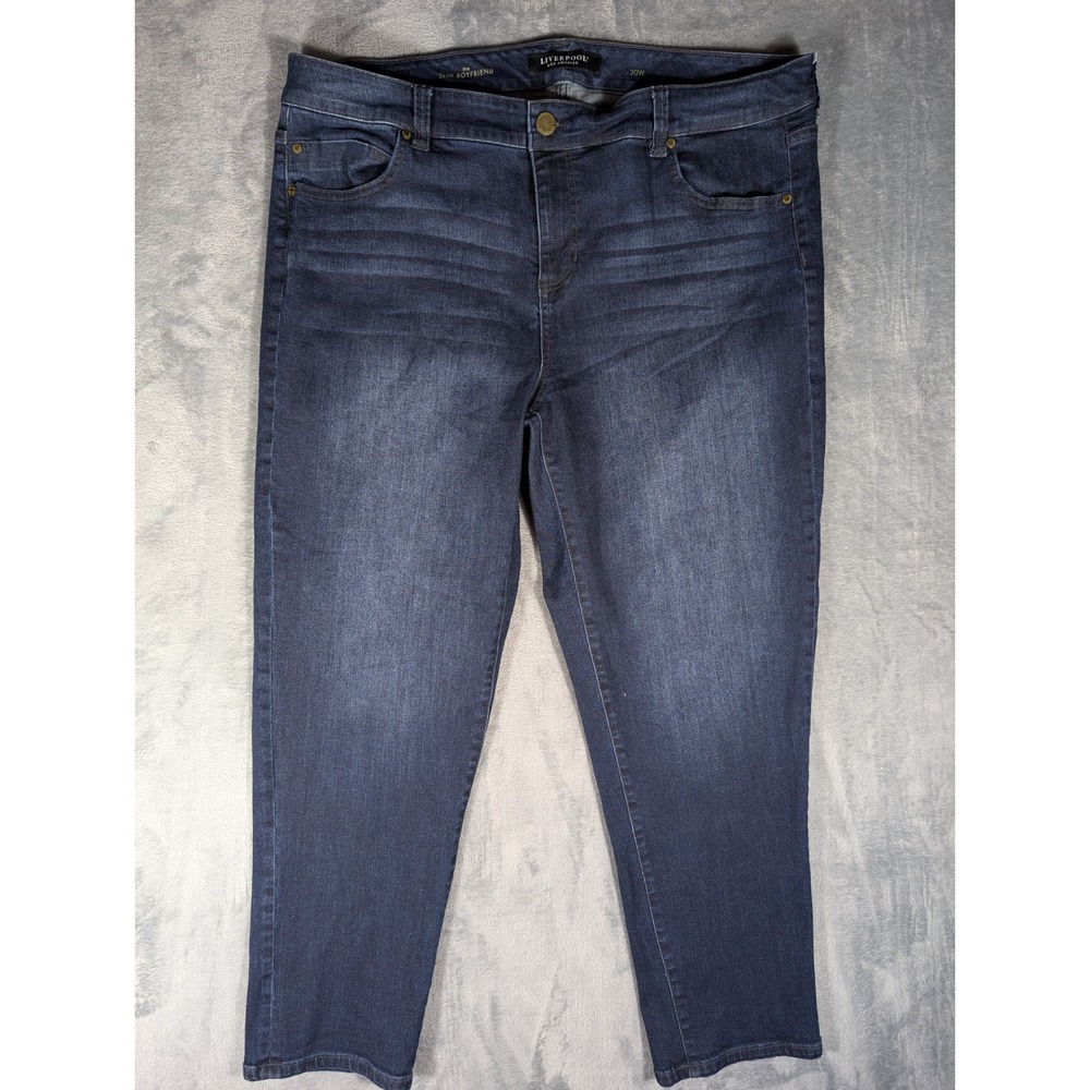 Liverpool Los Angeles Slim Boyfriend Dark Indigo Stretch Jeans Plus Size‎ 20W